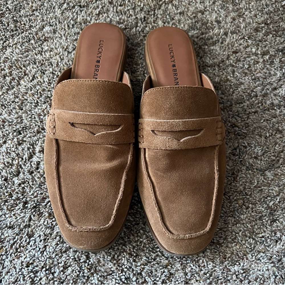Lucky Brand Tan Suede Mules